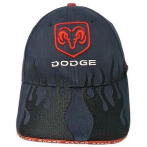 Dodge Baseball Cap Blue OSFM Flame Graphic Embroidered Logo Strapback Hat Ram